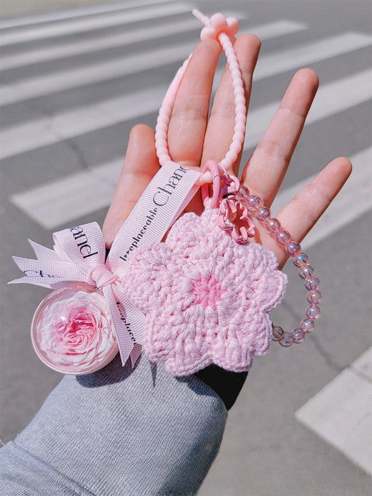 Handmade Knitted Cherry Blossom Pendant - Rare Visual Jewelry