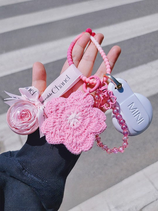 Handmade Knitted Cherry Blossom Pendant - Rare Visual Jewelry