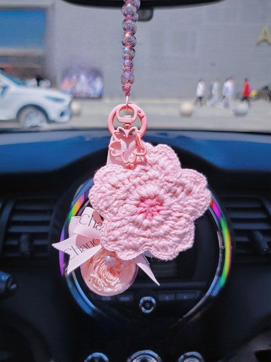 Handmade Knitted Cherry Blossom Pendant - Rare Visual Jewelry