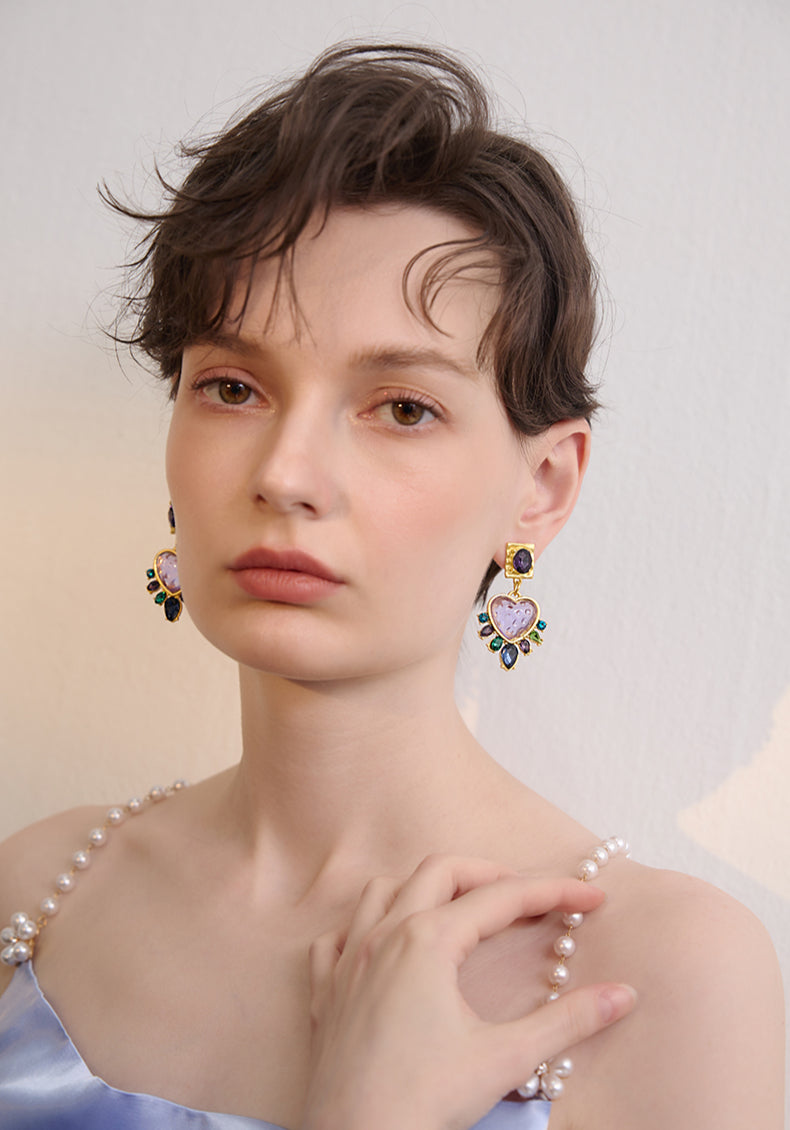 Temperament love long fringed earrings