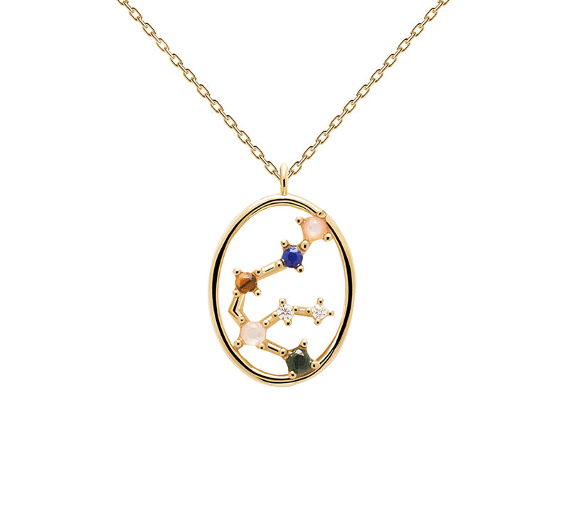 Twelve Constellations Colored Stone Pendant Necklace - Rare Visual Jewelry