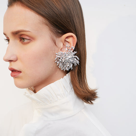 Fireworks Silver Statement Earrings - Rare Visual Jewelry