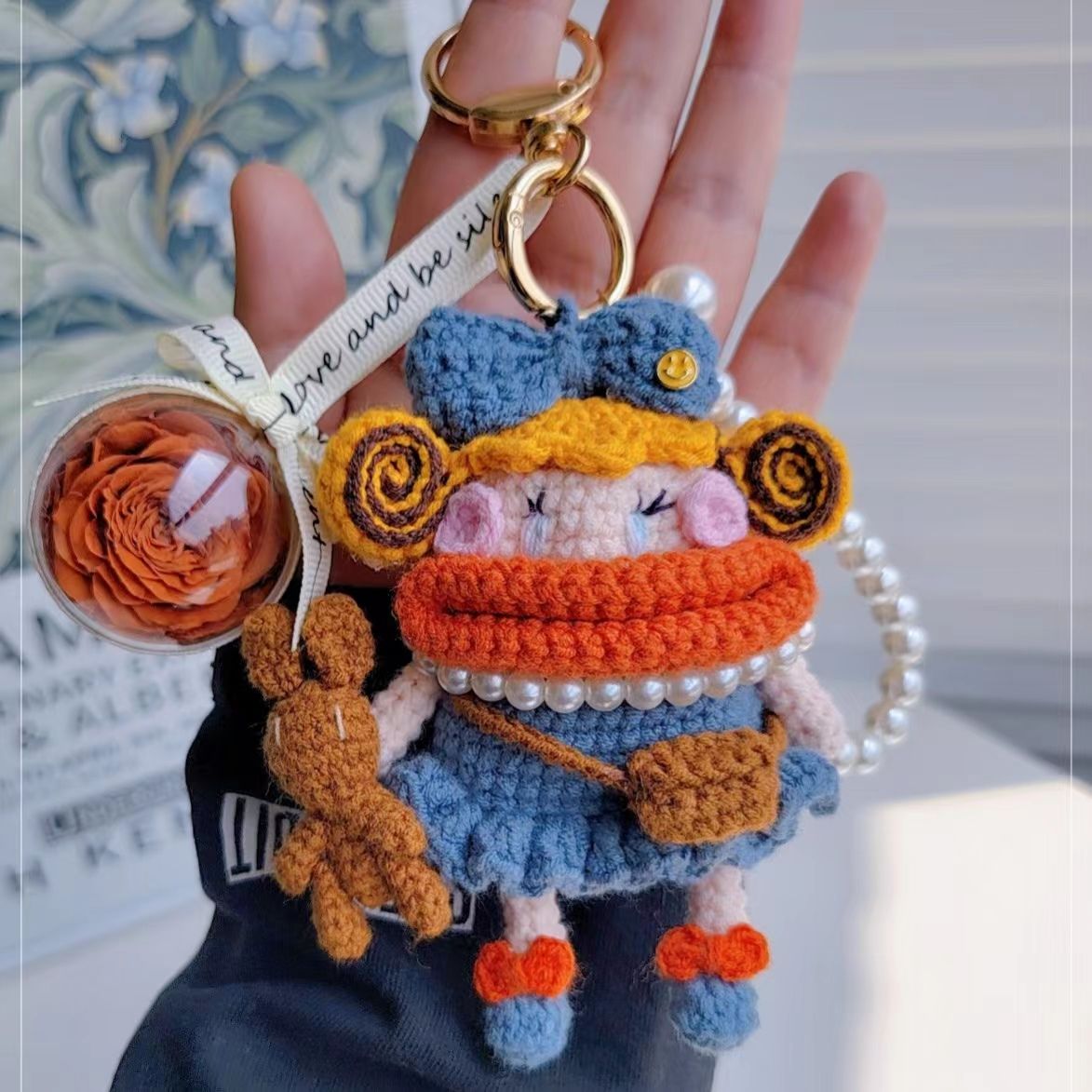 Handcrafted Curly Collection Doll Bag Charm & Keychain