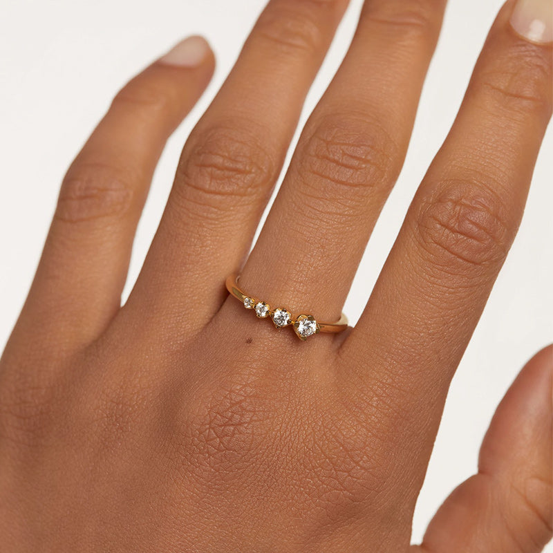 Gold Light-Luxe Pavé Zircon Ring on finger