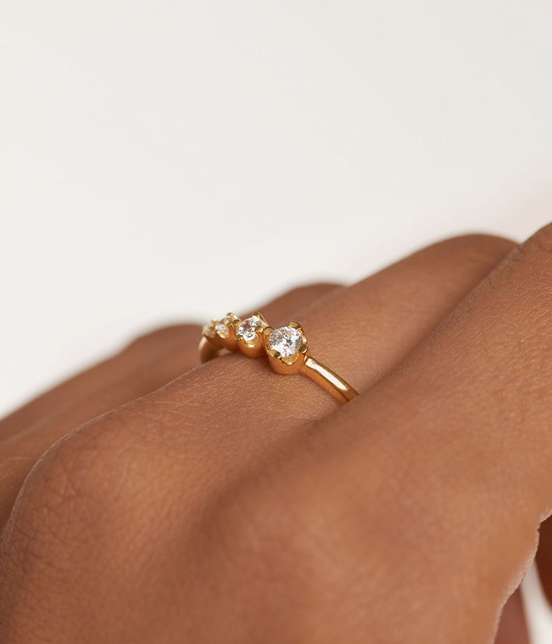 Gold Light-Luxe Pavé Zircon Ring on hand