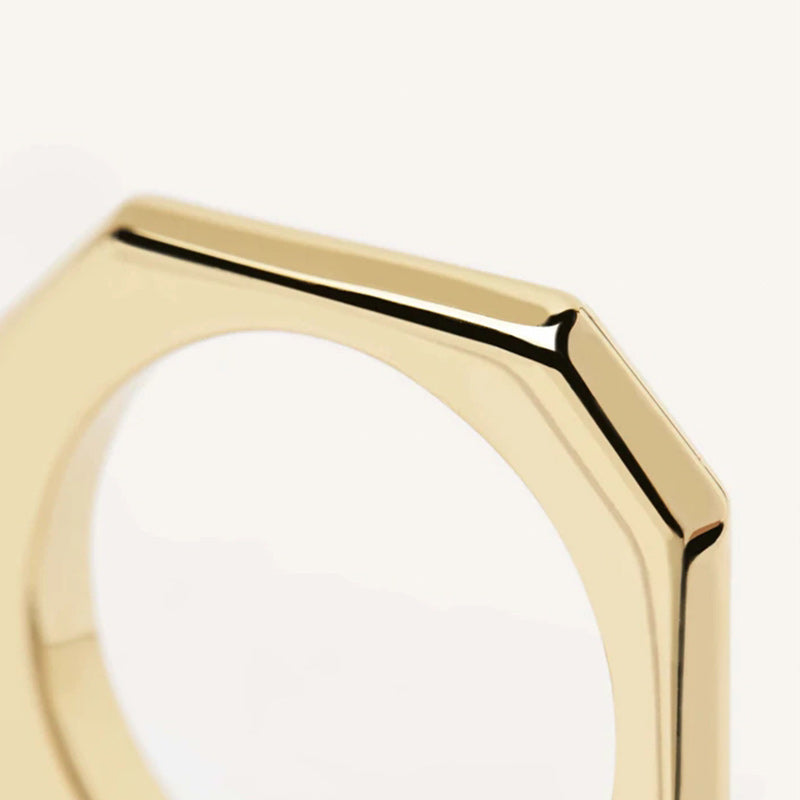 Gold Trendline Geometric Ring detail shot