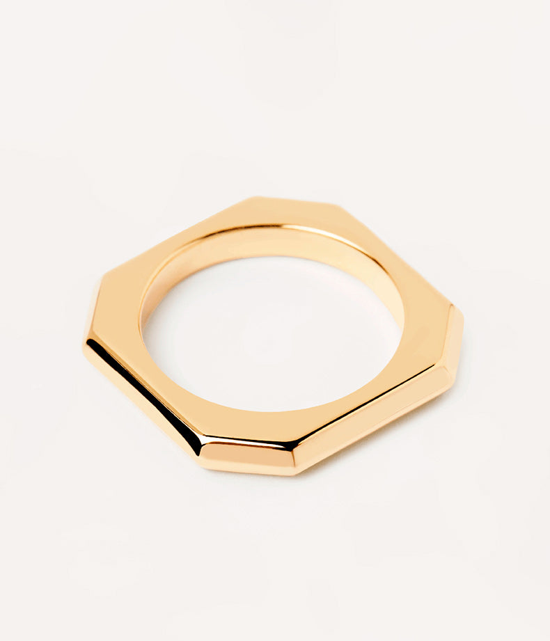 Gold Trendline Geometric Ring side view
