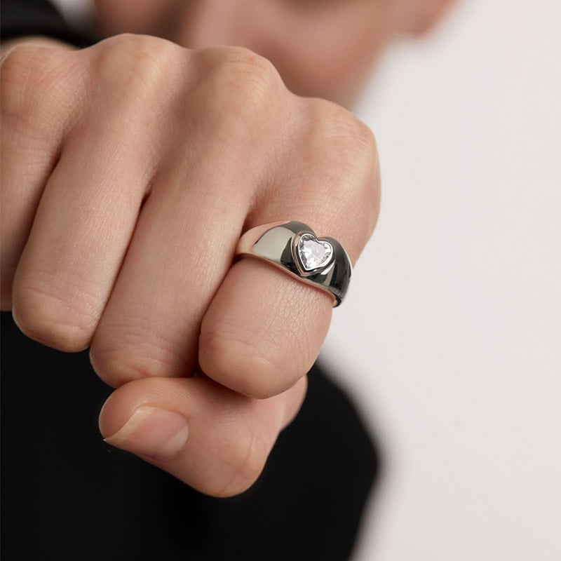 Hand model wearing Radiant Heart Couple Ring by Rare Visual