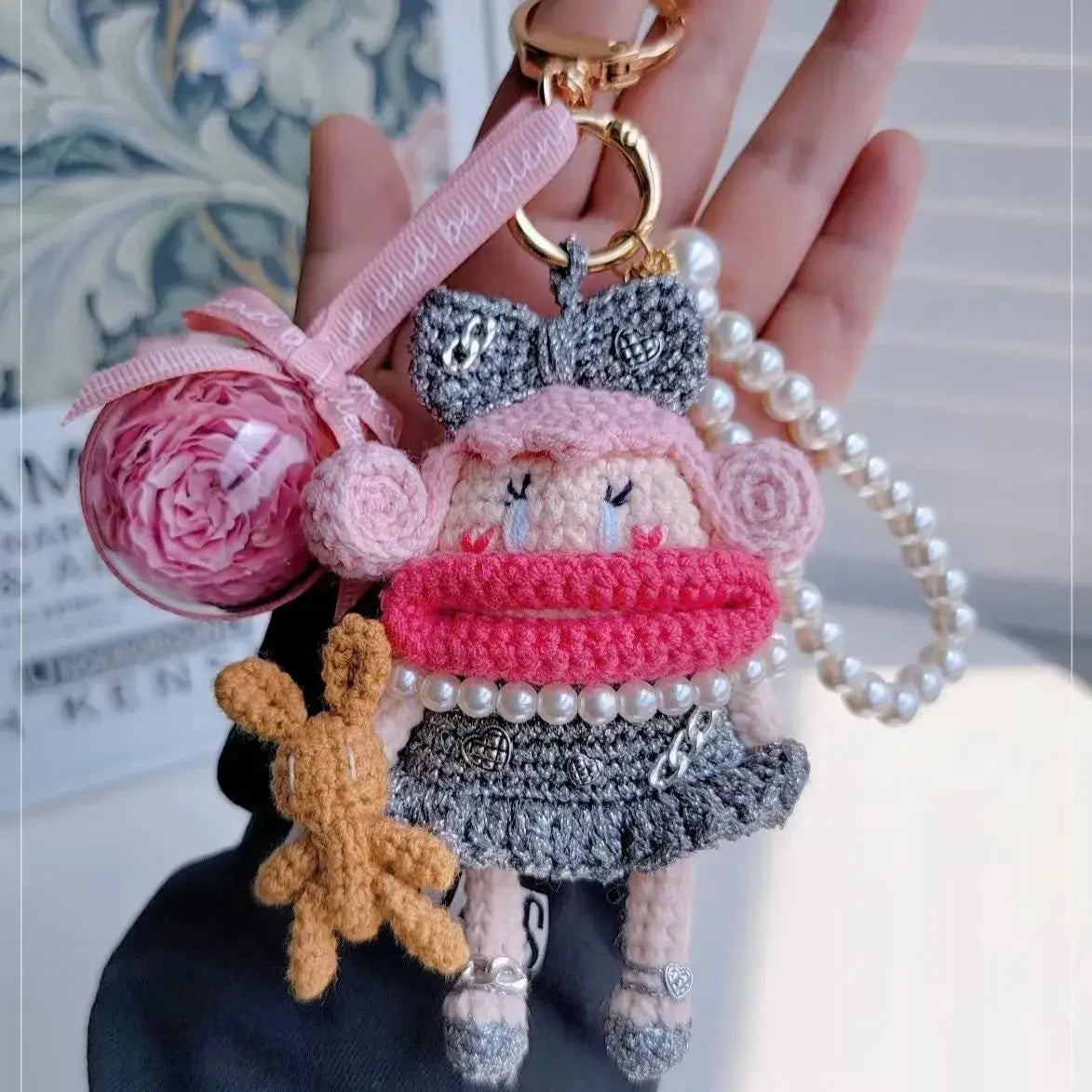 Silver Handcrafted Curly Collection Doll Bag Charm & Keychain - Rare Visual Jewelry
