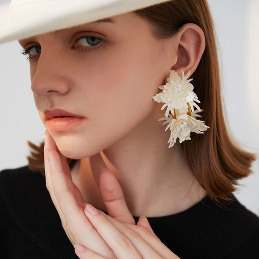 Holiday Floral Half-Hoop Stud Earrings - Rare Visual Jewelry