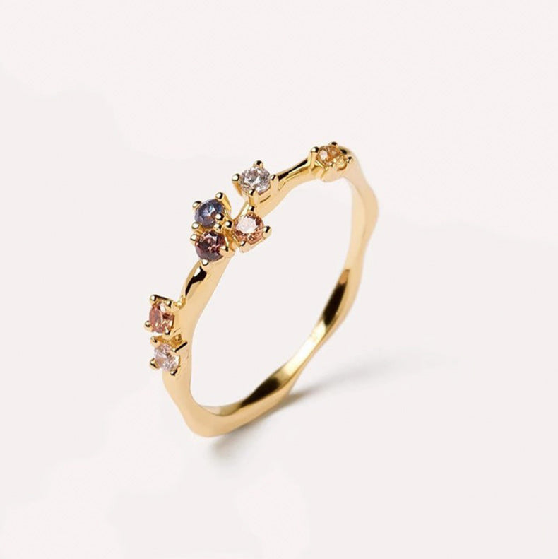 Vintage Wreath-shaped Colored Gemstone Ring