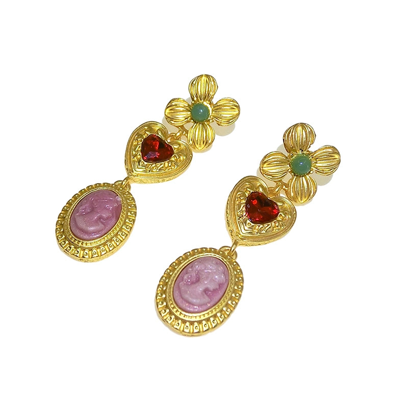 Colorful Retro Gold Decorative Earrings