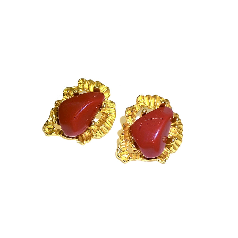 Irregular Metal Frame Vintage Art Earrings - Rare Visual Jewelry