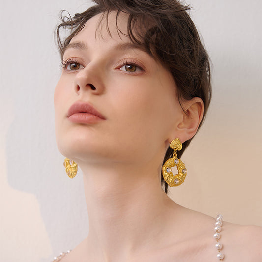 French Retro Gold Earrings - Rare Visual Jewelry