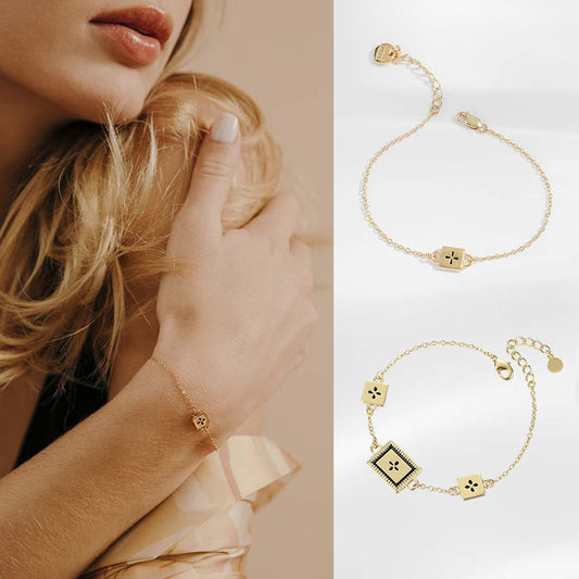 Vintage Four-Leaf Clover Gold Bracelet – Elegant & Lucky | Rare Visual Jewelry - Rare Visual Jewelry