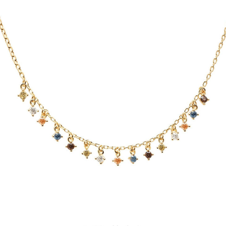 Fashion Tassel Colored Gemstone Necklace