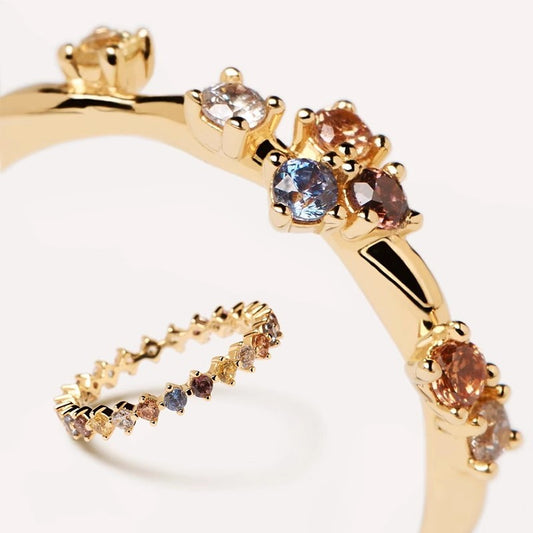 Vintage Wreath-shaped Colored Gemstone Ring - Rare Visual Jewelry