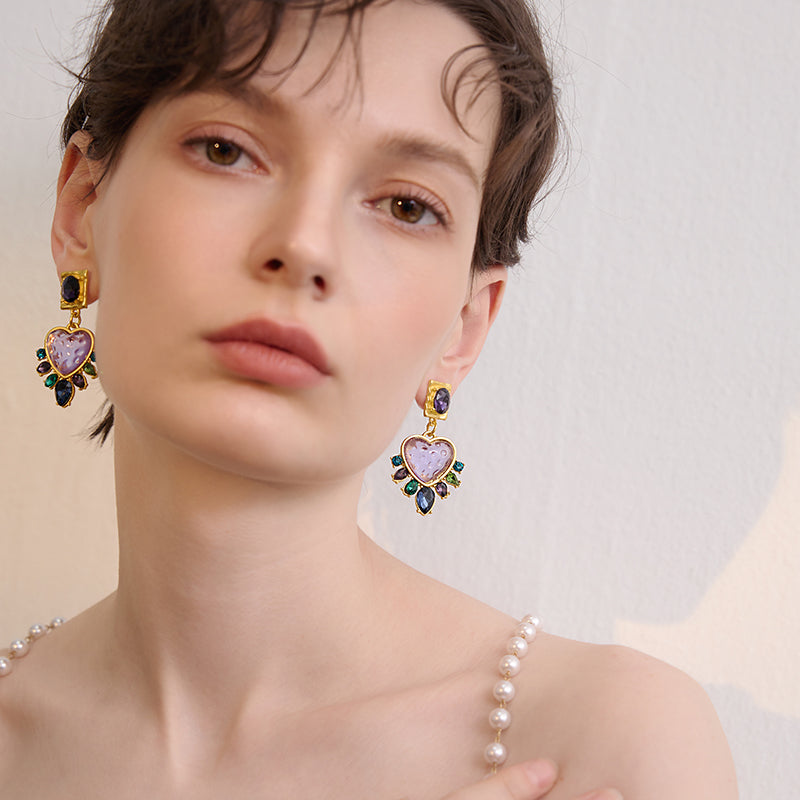 Temperament love long fringed earrings
