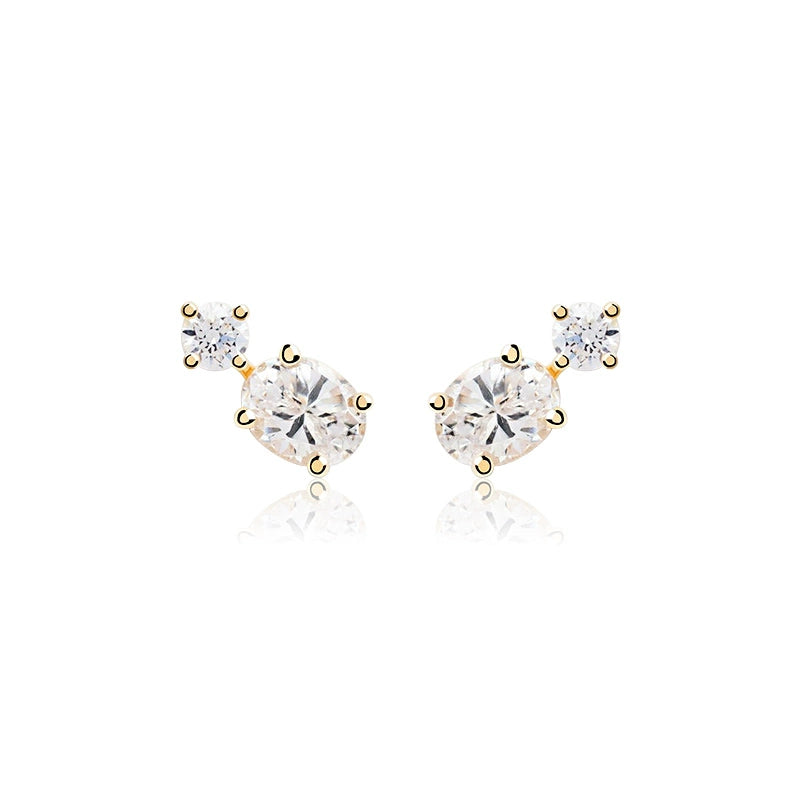 Simple Sterling Silver Stone Stud Earrings