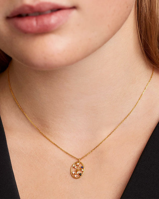 Twelve Constellations Colored Stone Pendant Necklace - Rare Visual Jewelry