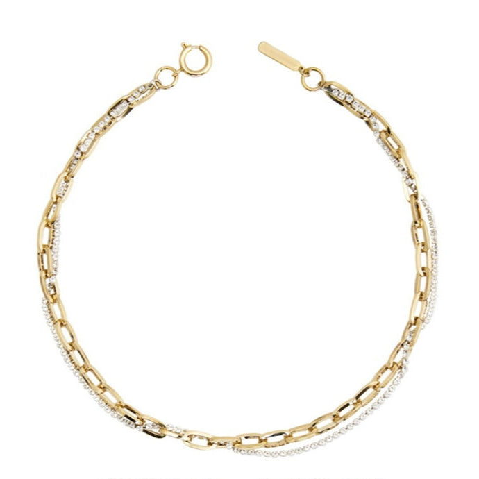 Personalized Gold Cross Double Crystal Clavicle Chain - Rare Visual Jewelry