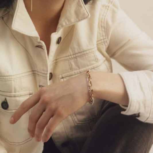 Gold Personality Cross Double Crystal Bracelet - Rare Visual Jewelry