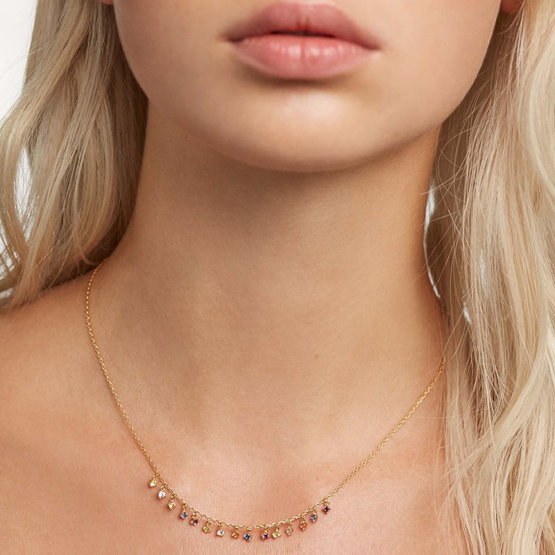 Fashion Tassel Colored Gemstone Necklace