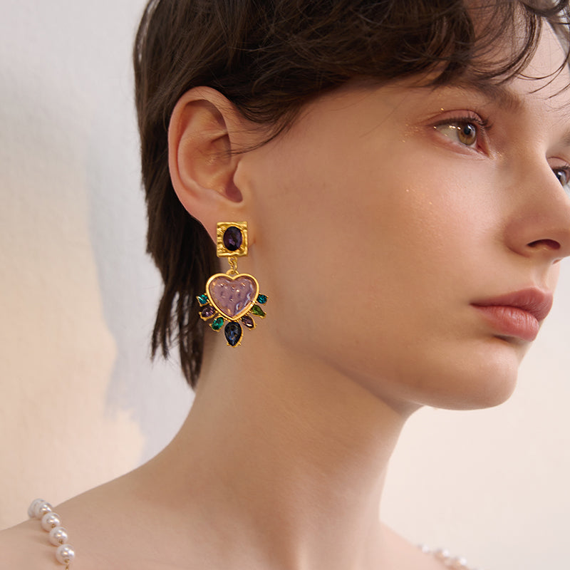Temperament love long fringed earrings
