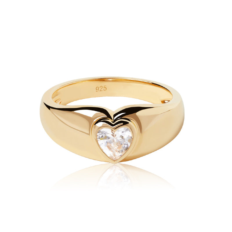 Rare Visual Radiant Heart Couple Ring in 18K Gold Plating