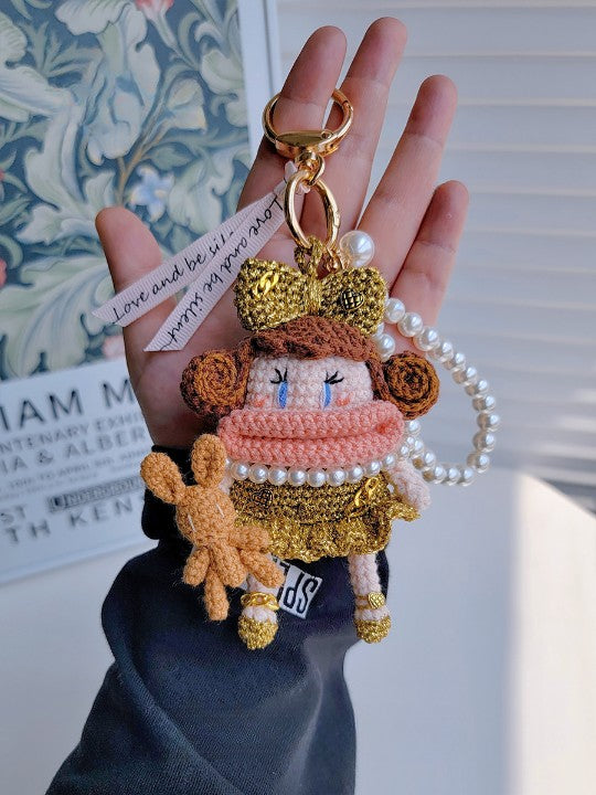 Handcrafted Curly Collection Doll Bag Charm & Keychain