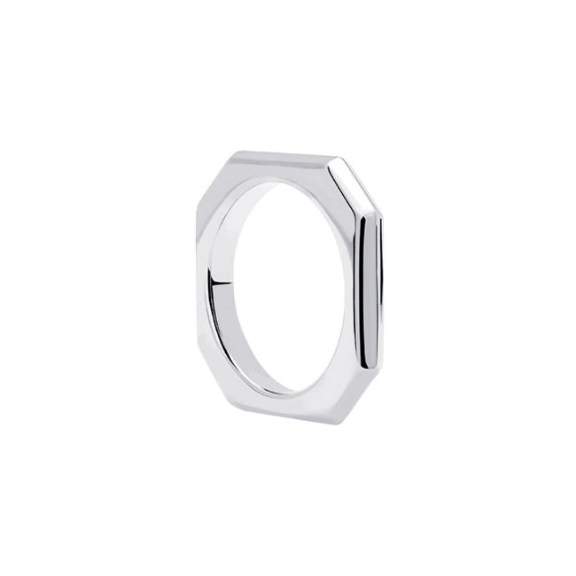 Silver Trendline Geometric Ring front view.