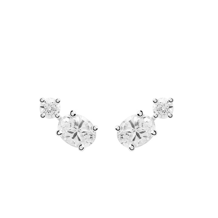 Simple Sterling Silver Stone Stud Earrings