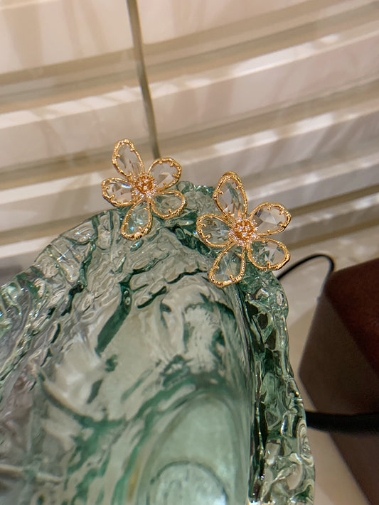 Light Luxury Exquisite Gem Flower Crystal Earrings I Rare Visual - Rare Visual Jewelry