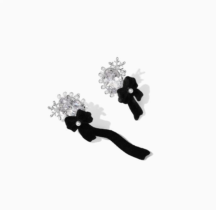 Asymmetry Snowflake Bow Drop Earrings