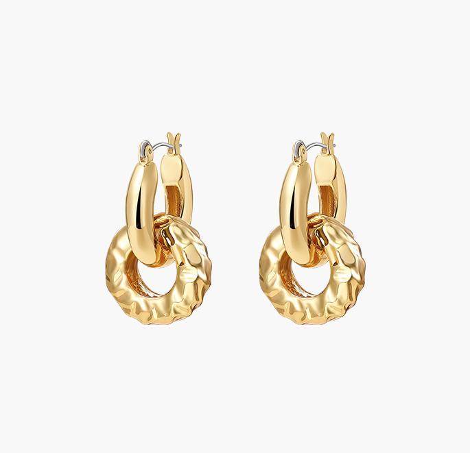 Two Interlocking Design Drop Earrings