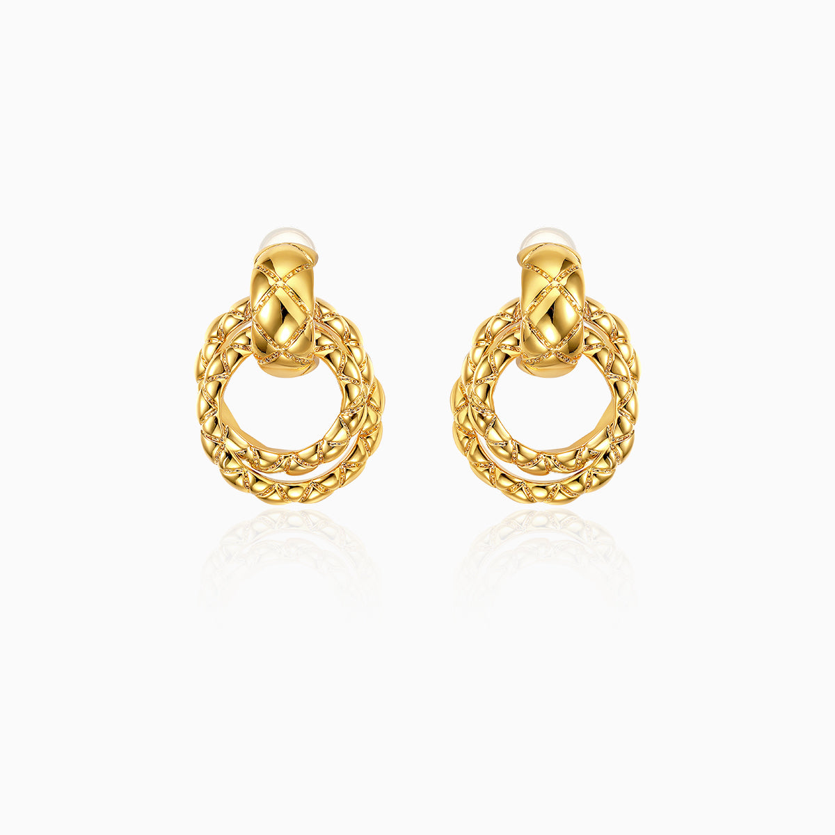 Vintage Diamond Textured Metal Earrings