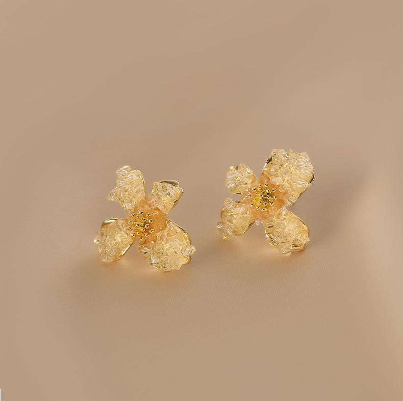 Light Luxury Rhinestone Flower Earrings