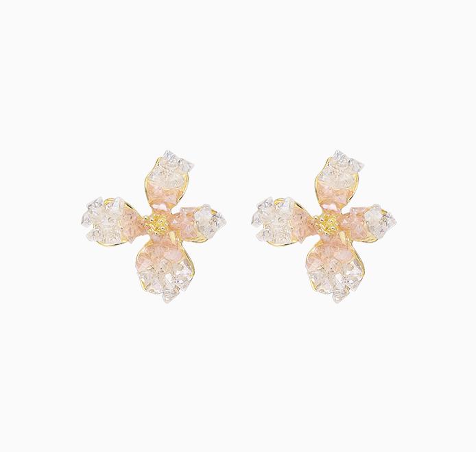 Light Luxury Rhinestone Flower Earrings