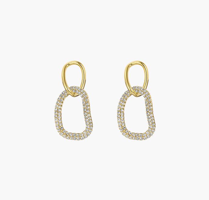 Light Luxury Shiny Double Ring Earrings