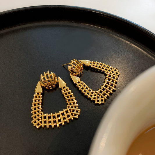 High Fashion Metal Woven Geometric Earrings - Rare Visual Jewelry
