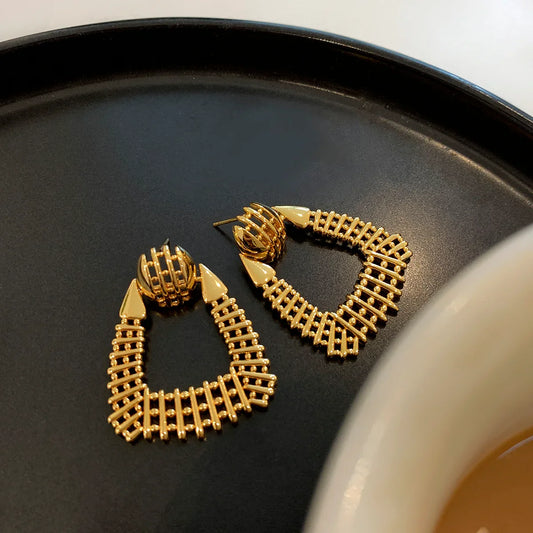High Fashion Metal Woven Geometric Earrings - Rare Visual Jewelry