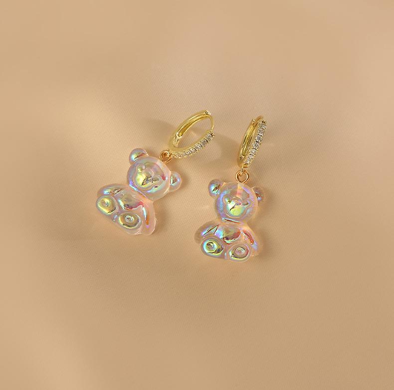 Acrylic Rainbow Bear Earrings - Cute and Colorful Jewelry