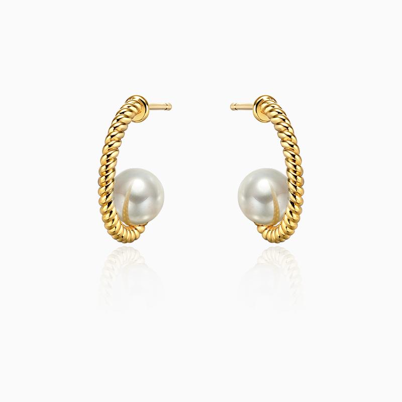 Elegant Vintage Woven Metal Pearl Earrings - Rare Visual Jewelry