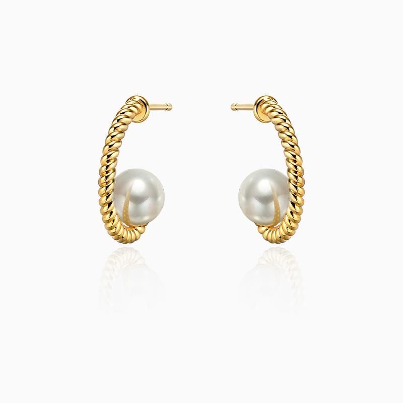 Elegant Vintage Woven Metal Pearl Earrings