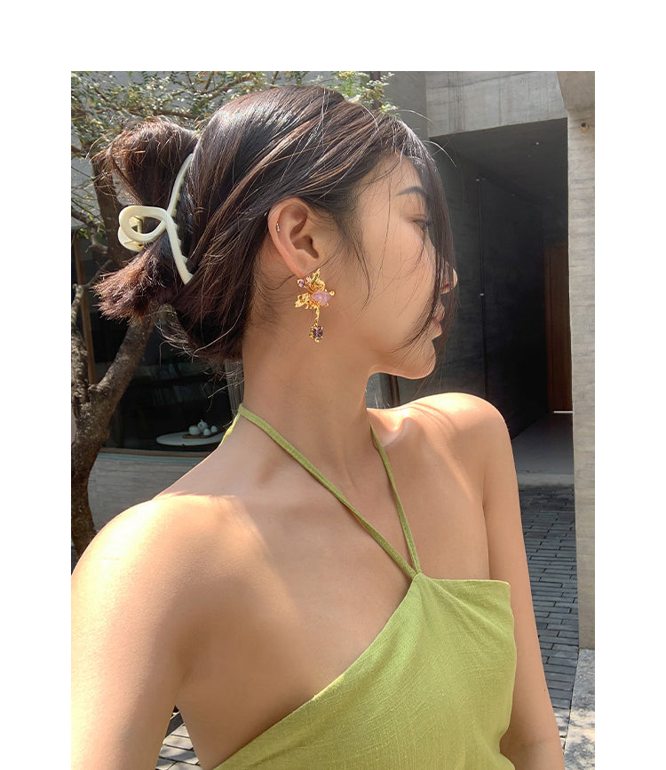 Asymmetric Butterfly Pearl Crystal Earrings I Pearle Vision I Rare Visual - Rare Visual Jewelry