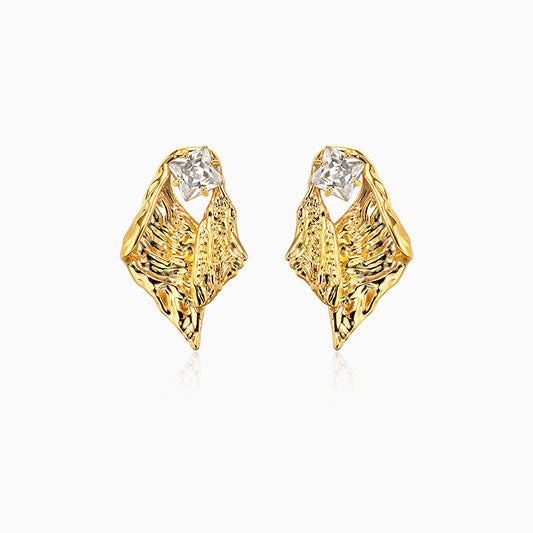 Irregular Tin Paper Texture Design Zircon Earrings - Rare Visual Jewelry