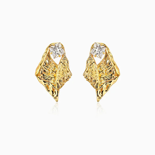 Irregular Tin Paper Texture Design Zircon Earrings - Rare Visual Jewelry