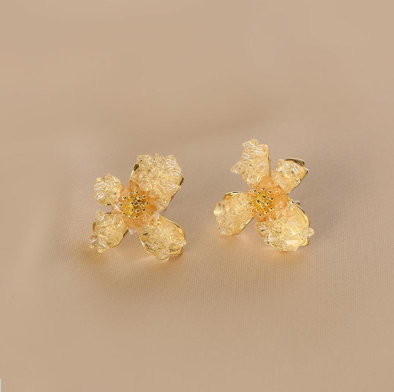 Light Luxury Rhinestone Flower Earrings