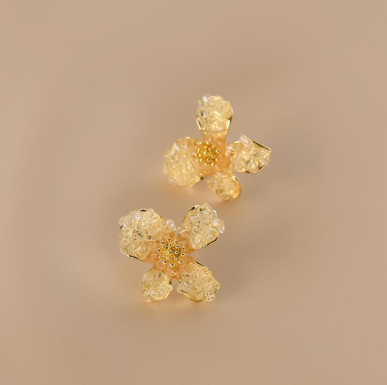 Light Luxury Rhinestone Flower Earrings