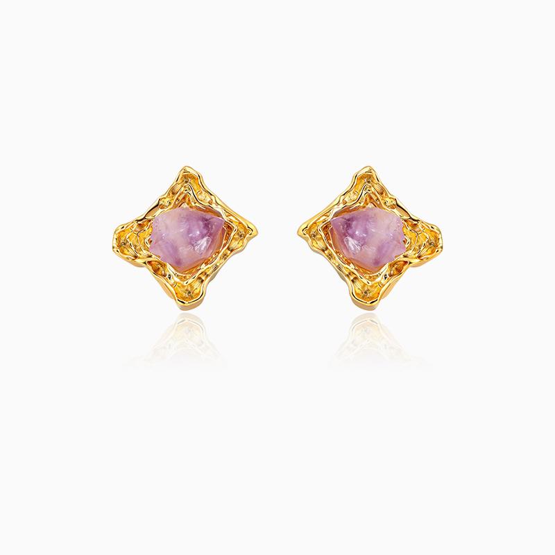 Unique Irregular Amethyst Earrings
